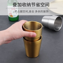 304 stainless steel double cup water cup golden beer cup tableware barbecue industrial wind insulation tea cup Korean style