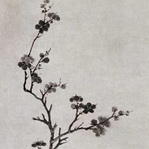 Antique calligraphy and painting Tang Yin Tang Bohu ink freehand Chinese painting vertical axis Momei figure silk cloth micro-spray replica