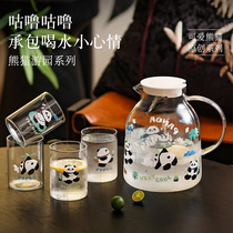 Panda cold kettle glass high temperature resistant cold water cup fruit teapot large capacity herbal teapot set household cold kettle