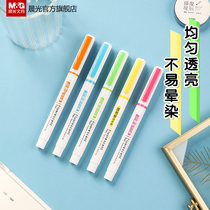 Morning light stationery highlighter axe single head anti-smudge color marker review artifact Middle and high school students endorsement notes draw key marker pen 5-color highlighter AH28703