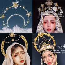 Hippocampus five-pointed star Crown Virgins Halo aperture Lolita Hanfu hair accessories COS exaggerated photography props