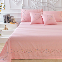 Cotton embroidered sheets three-piece double Nordic embroidered pillowcase cotton simple sleeping naked bedding