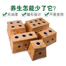 Moxibustion box Wooden portable moxibustion household convenient moxibustion device solid bamboo single hole moxibustion smoking tank for the whole body