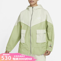  Nike hooded jacket womens tooling jacket 2021 autumn zipper canvas cardigan hooded sports windbreaker DM7909