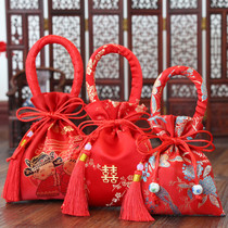 New Chinese wedding candy bag Increased number wedding candy box cloth bag with hand gift return high-end brocade Chinese style