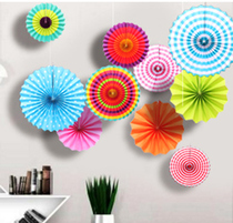  Kindergarten air corridor folding paper flower fan creative charm Stage layout decoration shopping mall pull flower props
