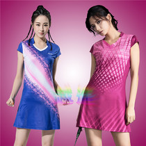 Quick-drying breathable slim-fit dress with shorts set V-neck womens badminton suit Tennis suit Sleeveless table tennis suit