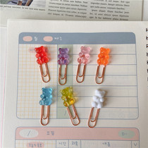 Korea ins stationery cute gummy bear paper clip girl heart hand book decoration accessories bookmark paper clip