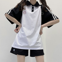 College Wind Cute Teenage Girl Casual Sportswear Suit Women Summer Students Han Edition Loose Short Sleeve Shorts Two Sets