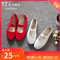 QYFS global shoes color dance shoes Womens flat heel soft-soled fitness shoes Canvas shoes Square dance gymnastics shoes walking shoes