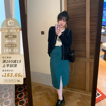 Toe tendons week half skirt womens fat MM autumn and winter high waist knee long skirt loose slim split A- line dress