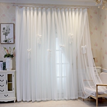  2020 new full blackout curtains simple white double-layer window screen translucent impermeable girl princess wind finished yarn
