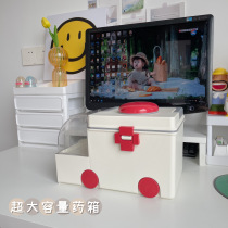 Cartoon creative large-capacity home medicine medical storage box double-layer children baby first aid multifunctional medicine box