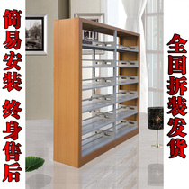 Steel wood bookcase Steel iron library bookshelf