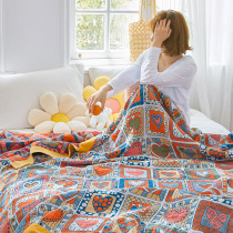 Japanese towel quilted summer four-layer gauze single double thin air conditioning blanket cotton nap casual towel blanket cover blanket