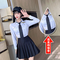 JK stewardess uniform female temptation nightclub bar KTV overalls college style student uniform flight sister suit shirt set