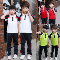 School season Primary school class uniform Sports uniform Kindergarten uniform suit Summer mens and womens childrens clothing Parent-child short sleeves