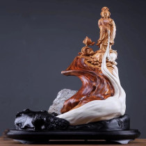 Natural Cliff Bergen Sculpture Pendulum of Guanyin MillsshouSing Damo Home Town Residence with the shape of wood Engraving Old Stock Handicraft