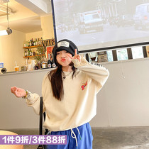 Girls sweatshirt 2022 Spring and autumn new CUHK Fashion Small Tiger Printed Loose Children Pure Cotton Long Sleeve Blouse