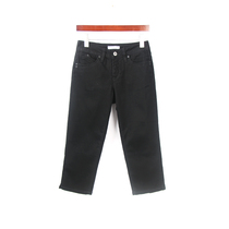 2021 summer black size 7 points jeans Womens Foreign Trade original single high waist stretch stretch thin straight middle pants