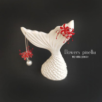 Complex Flowers Tuber Tuber handmade Custom Red Shore Flowers Pure Silver Earrings Thread Ancient Wind Hanfu Earrings Super Fairy