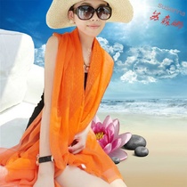 Summer solid color silk scarf seaside beach towel long spring and autumn shawl womens gauze scarf autumn and winter large chiffon