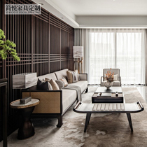 New Chinese style solid wood sofa release art rattan weaving simple modern living room reception sofa combination designer furniture customization