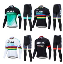 19 New cycling suit male Spring Autumn Cycling Costume Long Sleeve Set Mountain Highway Team suit plus velvet