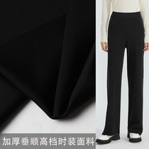 Imported brother fabric clothing fabric high-grade anti-wrinkle autumn and winter four-sided elastic pants pure black Roman clothing fabric