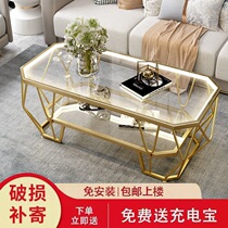 Tempered glass coffee table small size small household living room simple modern office rectangular creative