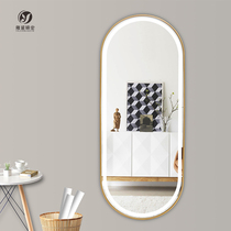 New net red barbershop mirror table wall hanging hair mirror Hair salon special single-sided floor mirror LED makeup mirror