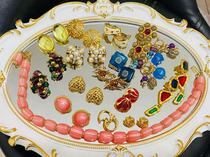 (Sold no refund) European and American vintage vintage Antique Ear Clip Ear-Pendant Enamel necklace enamel Enamel Glazed Pendant