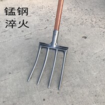 Agricultural turning Earth artifact turning hoe four-tooth steel fork iron fork gardening tools household digging onion garlic