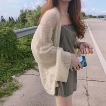 Thin-style knit cardio-hoodie woman outfits 2022 short spring autumn new sunscreen clothes long sleeves loose and lazy wind jacket