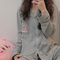 Japanese ins Star Kabi embroidered pajamas Female students spring and autumn thin suit can wear long-sleeved home clothes