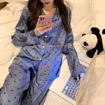 Autumn pajamas women go out ins Spring and summer Long-sleeved trousers simple cardigan Autumn students can wear home clothes outside
