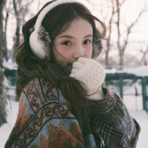Lin Xiaozhai Japanese autumn and winter warm earmuffs fashion solid color plush earmuffs plush cold-proof Korean cute female earbags