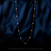 Stars • Japanese Aurora Akoya sea water pearl can be wrapped around double starry 18K gold sweater chain long necklace