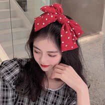 Japanese and Korean ins red wave dot big bow headgear hair accessories Summer chiffon hairpin girl son clip hairclip