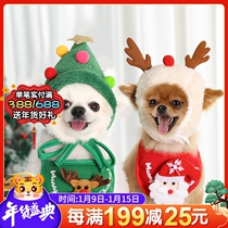 Painted pet dog cat pet Christmas hat saliva towel bib Teddy Bumi autumn and winter dress