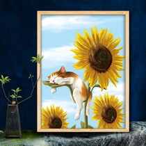 Sunflower cat cross stitch 2021 new small piece thread embroidery living room bedroom dining room simple novice self embroidery