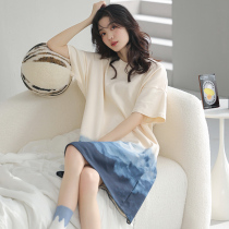 2022 new short sleeves sleeping dress for women Summer pure cotton pyjamas dress in nepotism relaxation can be outside wearing a thin family home
