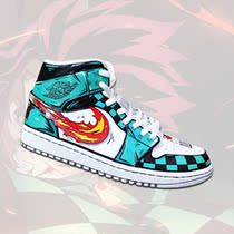 Graffiti painted DIY sneakers custom hand painted shoes animation personality design ghost knife stove door charcoal Zhi Lang joint name