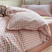 ins wind girl heart pure cotton bed four pieces all cotton 100 princess bed linen bed linen quilt cover bed with three pieces