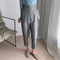 Spring Autumn Senior Feel Gray Western Dress Pants Super Good Version High Waist Display Slim 90% Haren Small Footed Radish Pants