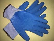 Grey yarn blue anti-slip glove for the grey yarn