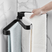 Toilet non-punching rotating towel rack bathroom movable towel rack wall-mounted