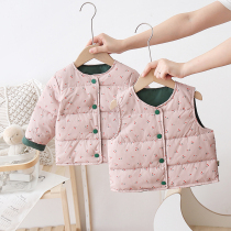 Girls  long-sleeved down liner light Western style 2020 autumn and winter new female baby down jacket baby warm clothes