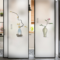 Electrostatic glue-free glass stickers Restaurant sliding door Balcony Bathroom window Anti-peep Chinese Zen matte film
