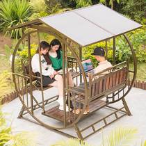 Outdoor Autumn Thousands Pavilions Outdoor Patio Garden Sun Protection Iron Art Balcony Double Rocking Chair Hanging Chair Open-air Brief Hyundai